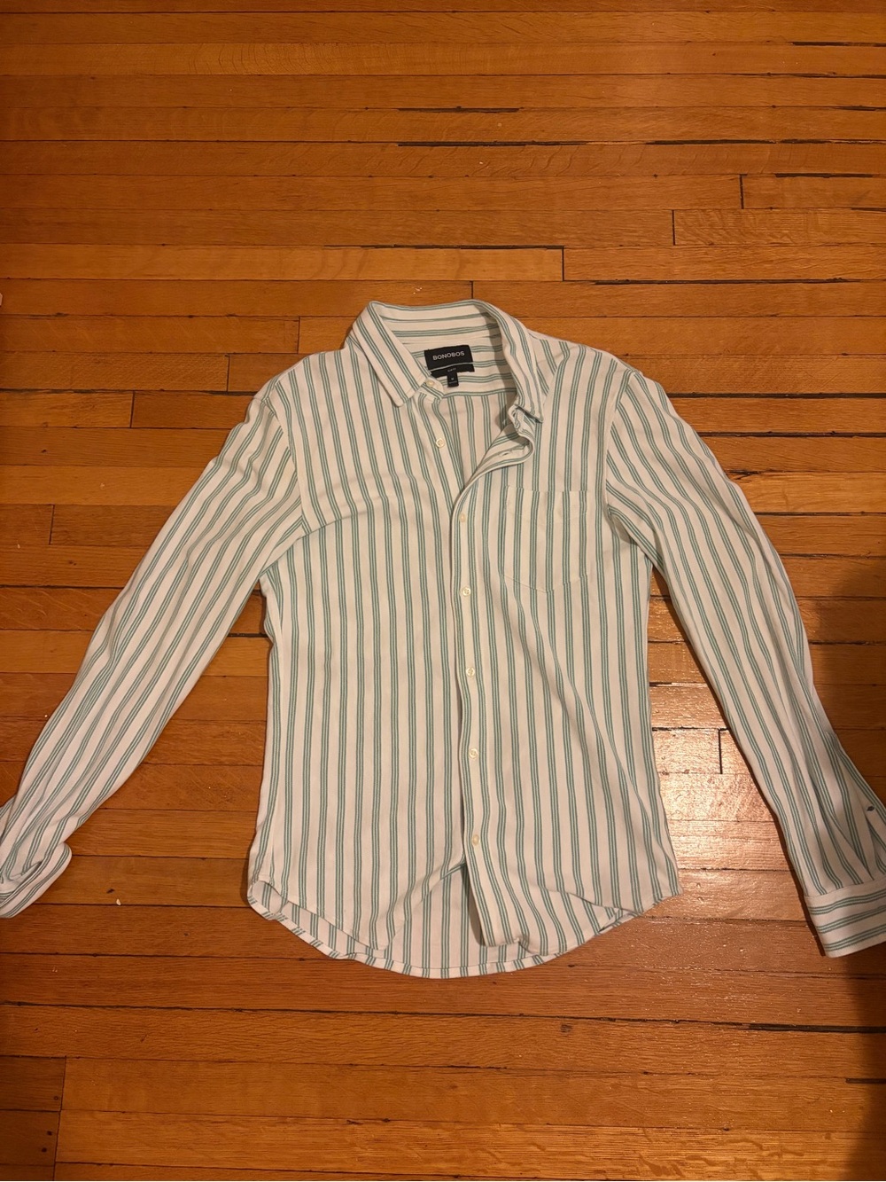 Bonobos Striped Button-Down Shirt - Light Green & White